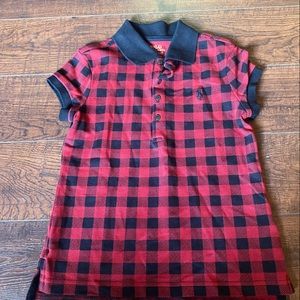 Polo girls collared shirt red and black plaid size small